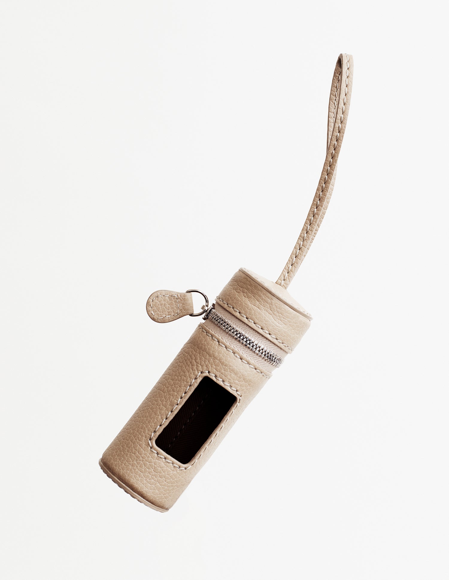 Porta-sacos The Pochette em pele bege Sand