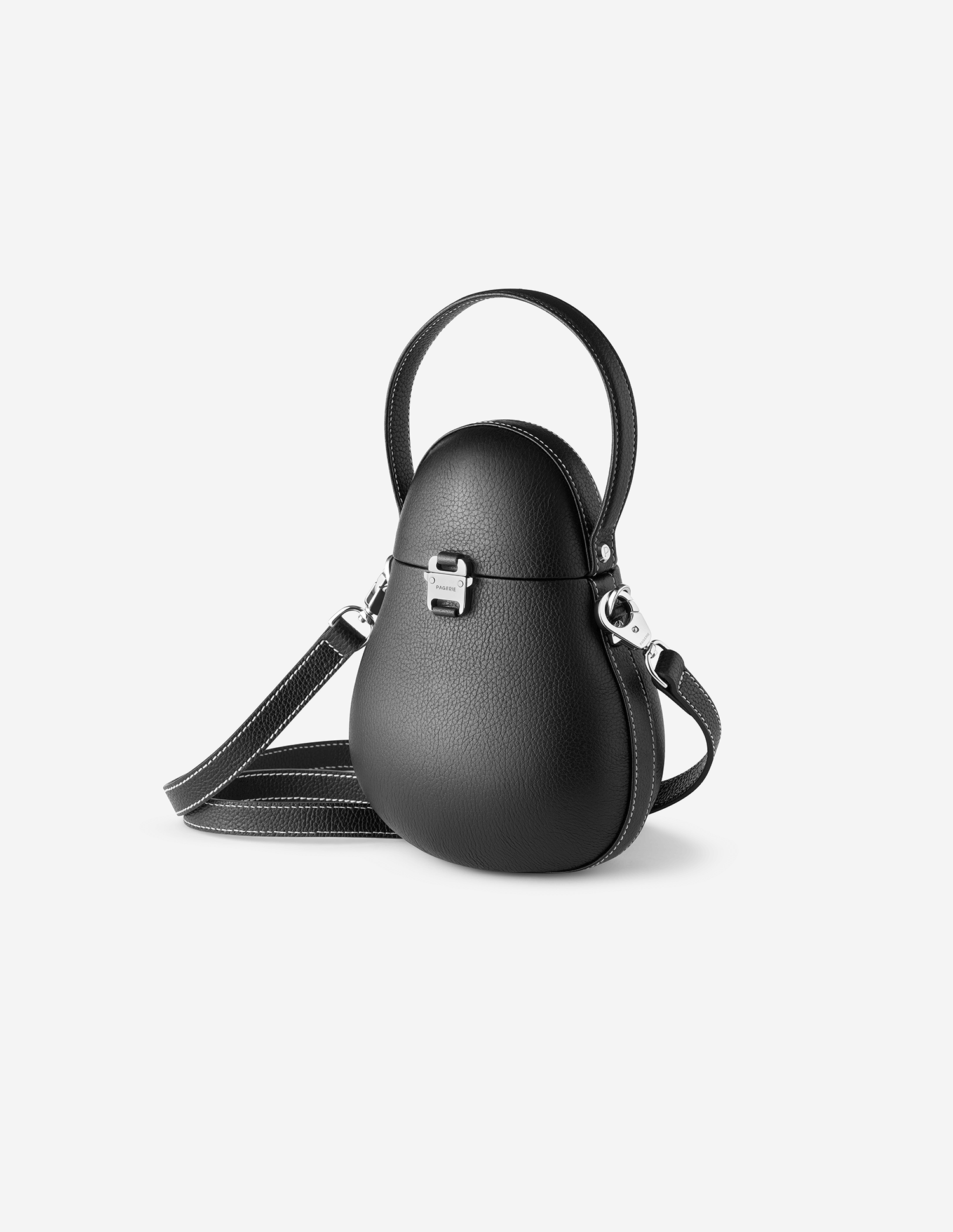 The Ève — Bolsa Clutch em Pele da PAGERIE em cor preta Noir — detalhe